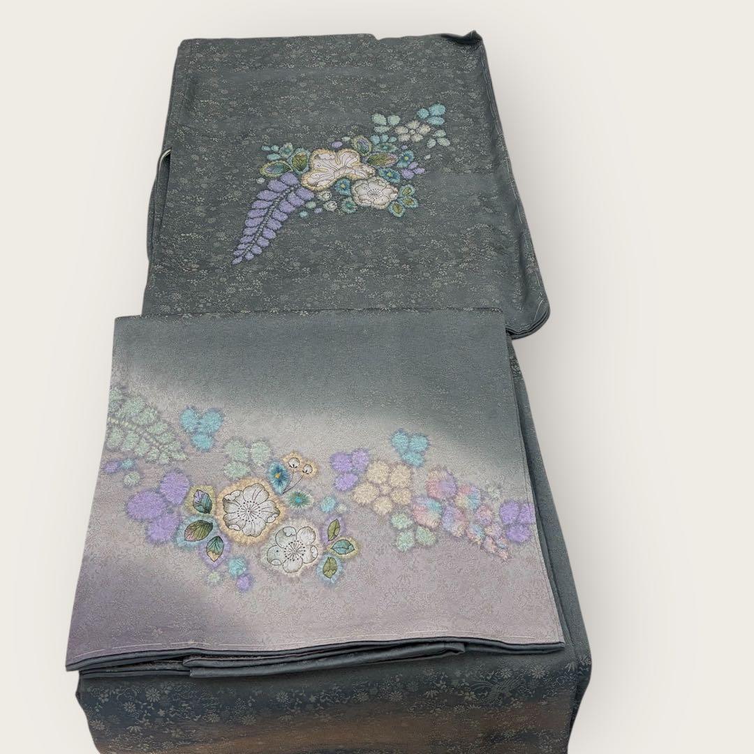 【上品】落ち着きカラー 花文様 付下げ風 着物