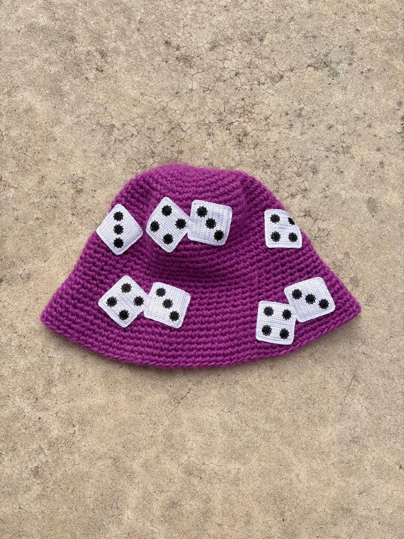 Stussy 紫 サイコロ刺繍 バケットハット