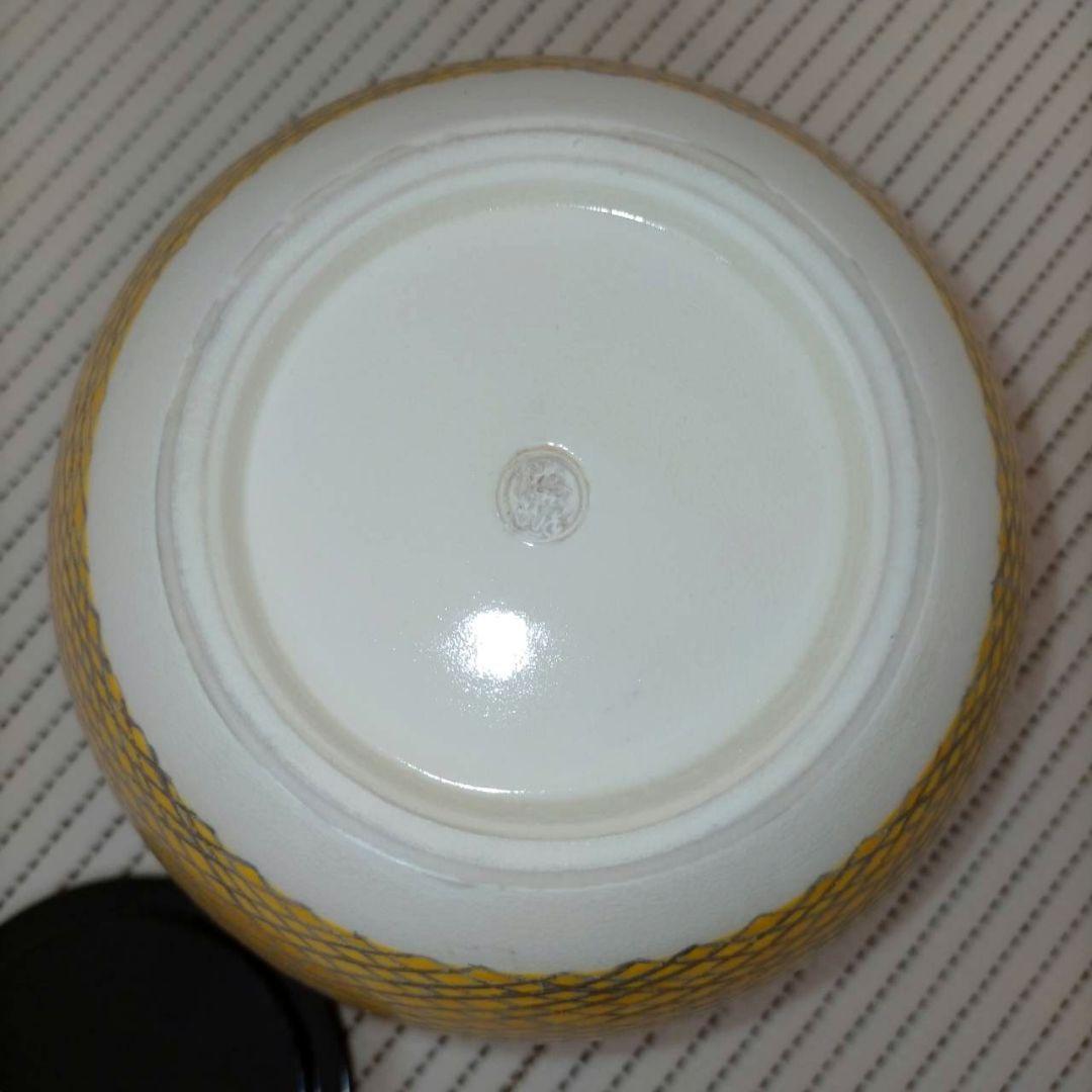 水指 龍峰作 色絵模様の図 共箱 共布 蔵出し 茶道具