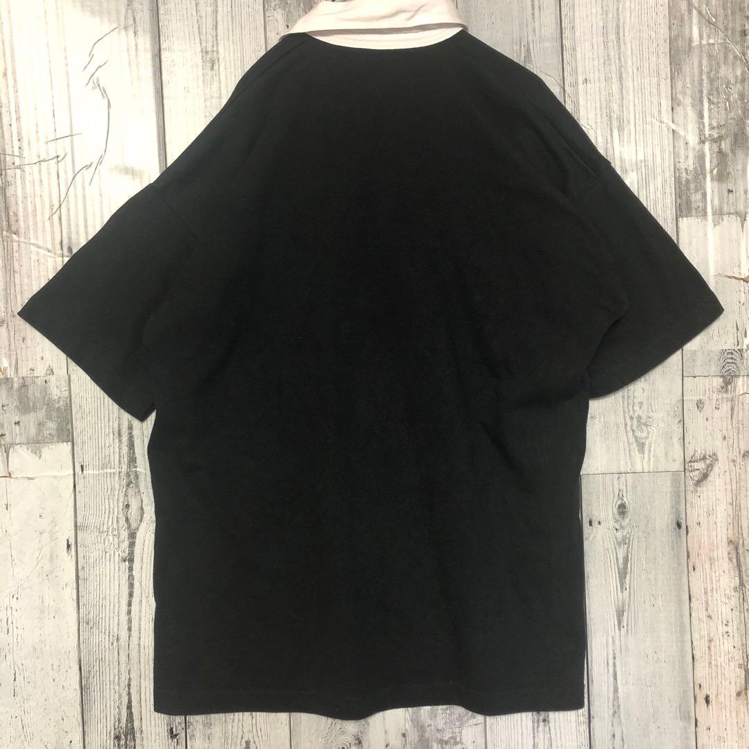 90s CANTERBURY カンタベリー オールブラックス ラガーシャツ M