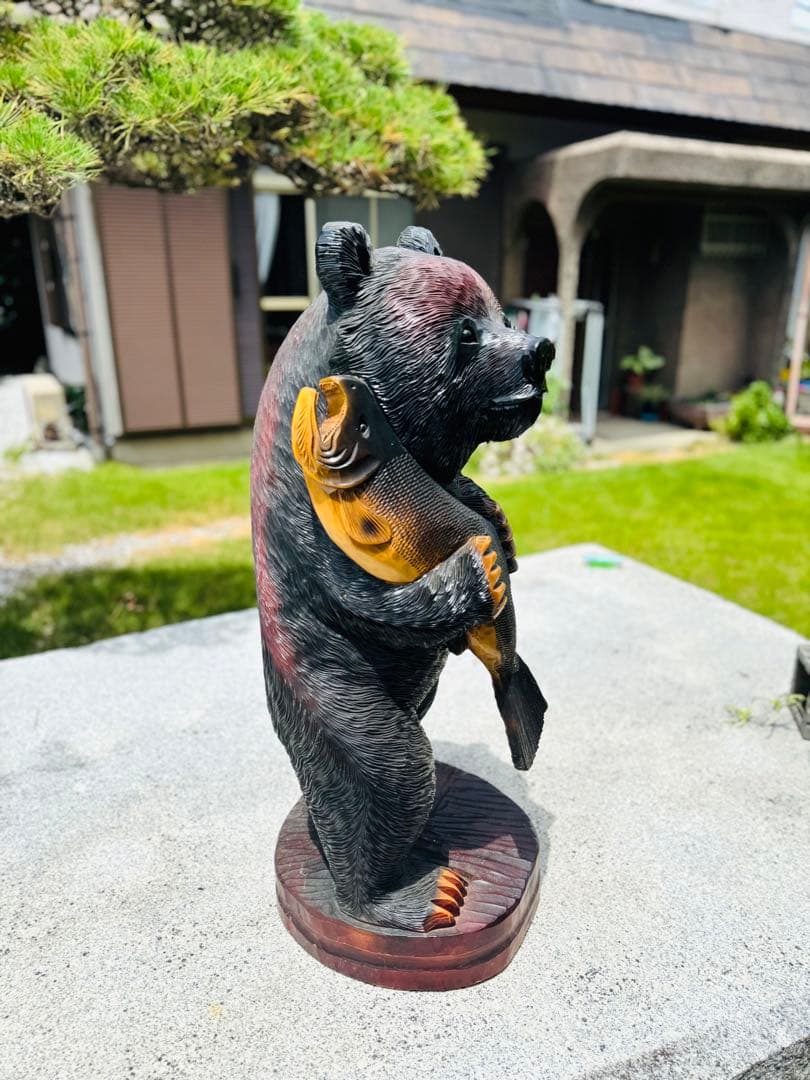 特大サイズ　高さ87cm　臨場感あふれる木彫りの熊(立像、置物、ディスプレイ)