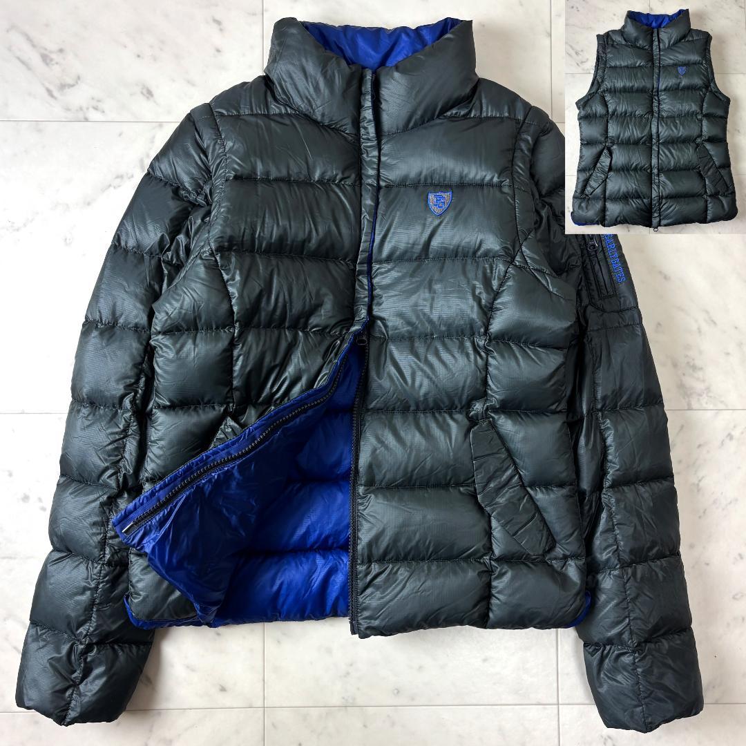 パーリーゲイツ 1 ダウン ジャケット ベスト 2way グレー ブルー ゴルフ