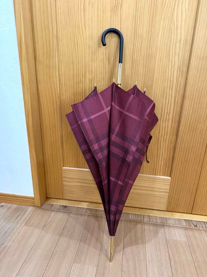 Burberry バーバリー　雨傘　チェック　ボルドー　レッド