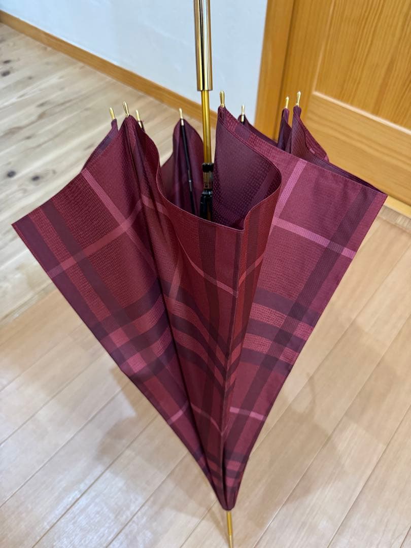Burberry バーバリー　雨傘　チェック　ボルドー　レッド