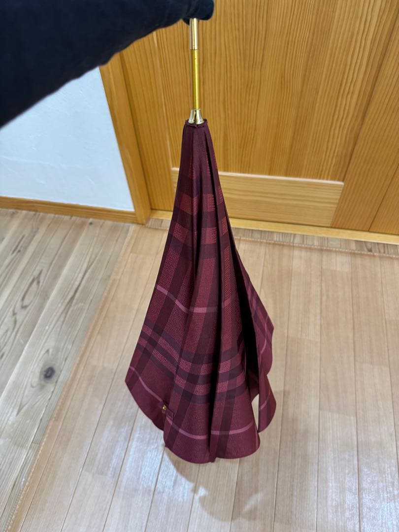 Burberry バーバリー　雨傘　チェック　ボルドー　レッド