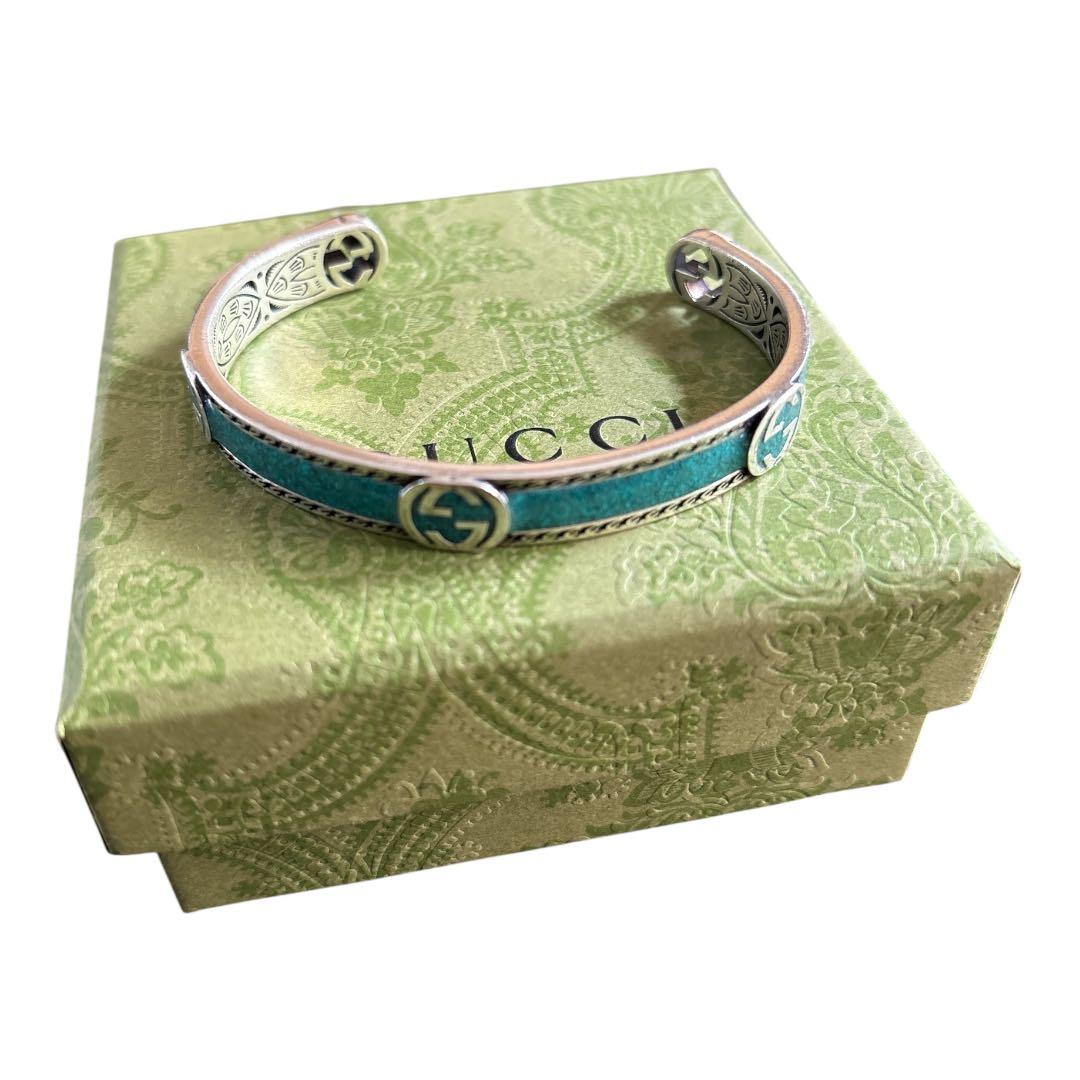 GUCCI グッチ ターコイズ バングル ロッキングG 16 箱有り