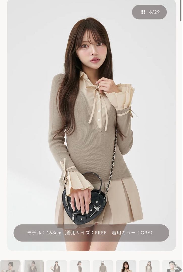 新品未使用　シャツドッキングプリーツミニワンピース　FREE size GRY