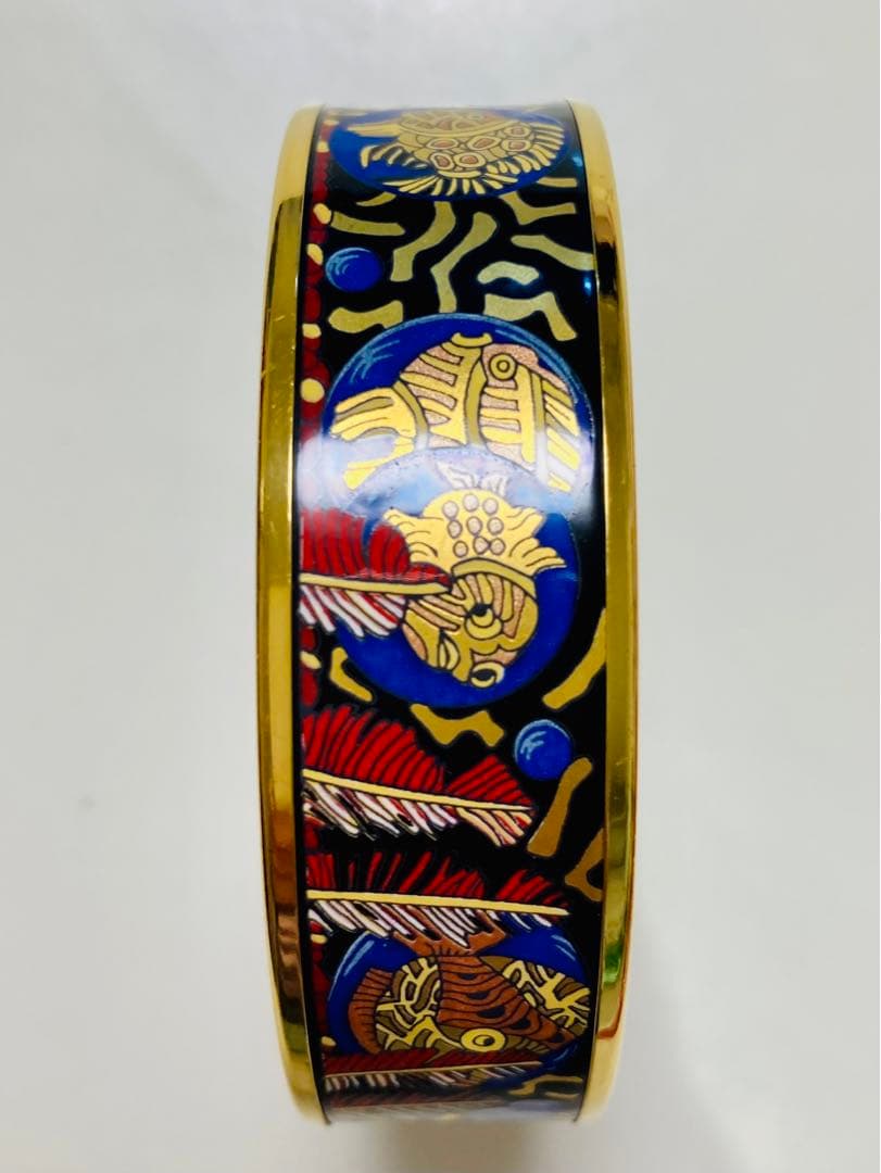 【美品】エルメス　HERMES エマイユ　バングル　七宝焼き　ゴールド