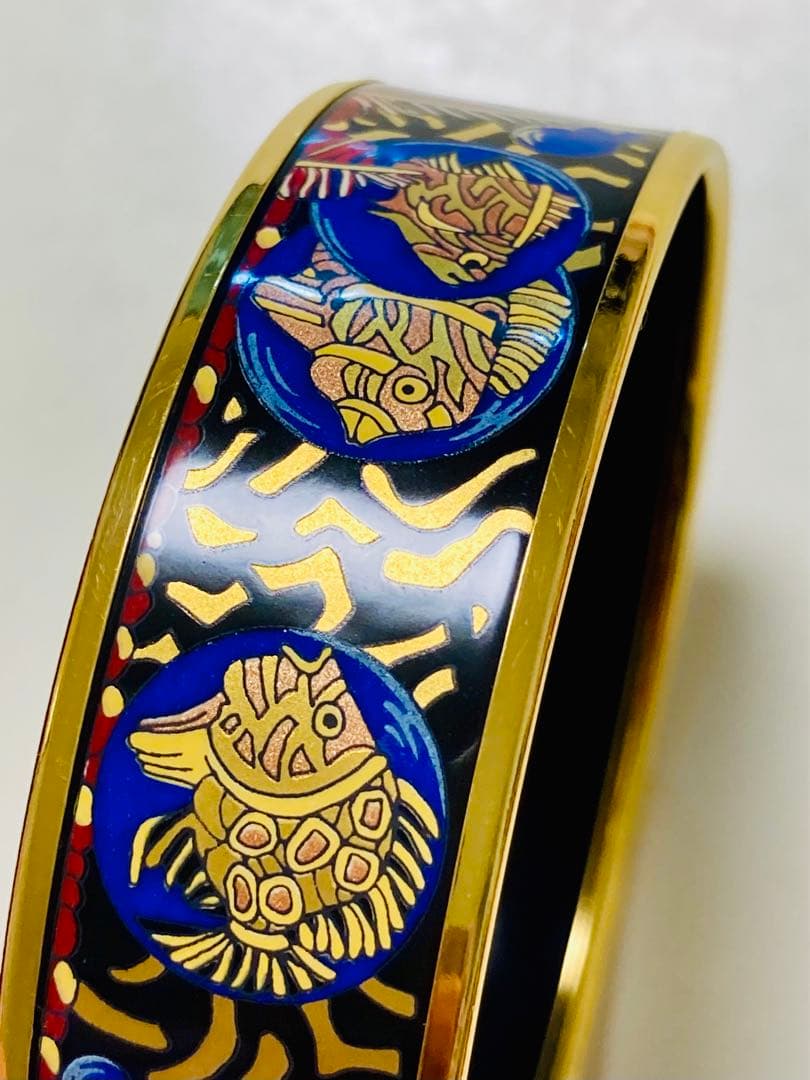 【美品】エルメス　HERMES エマイユ　バングル　七宝焼き　ゴールド