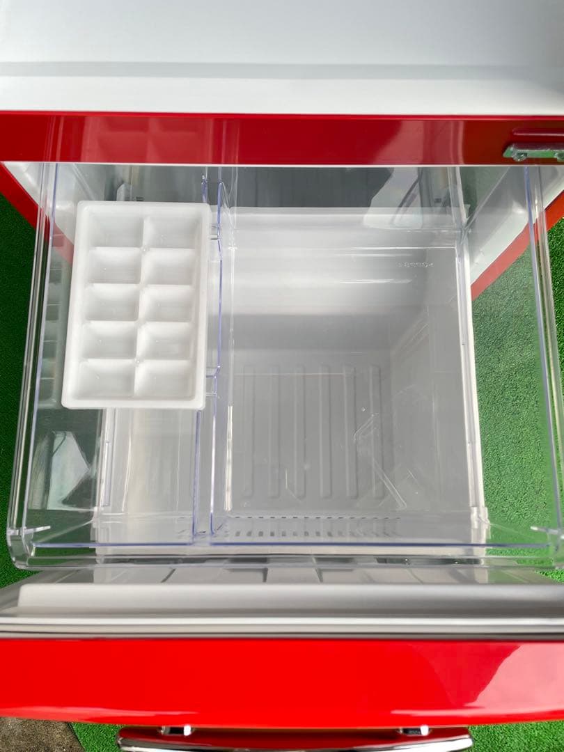 637極美品✨ エディオン レトロインバーターおしゃれレッド 2ドア冷蔵庫 単身