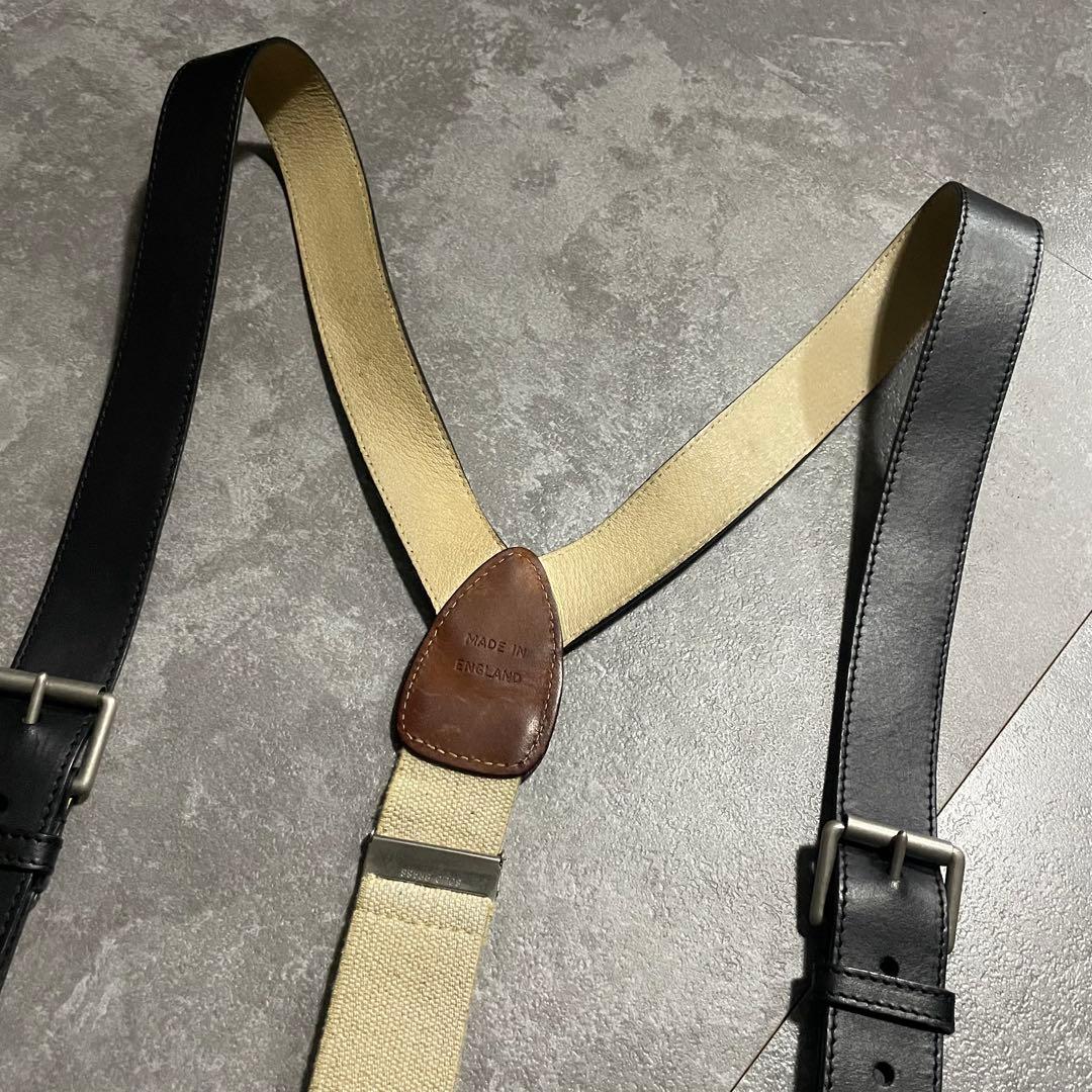 サスペンダー　Regent レザー　ブラック　本革　Y字型サスペンダー　英国製