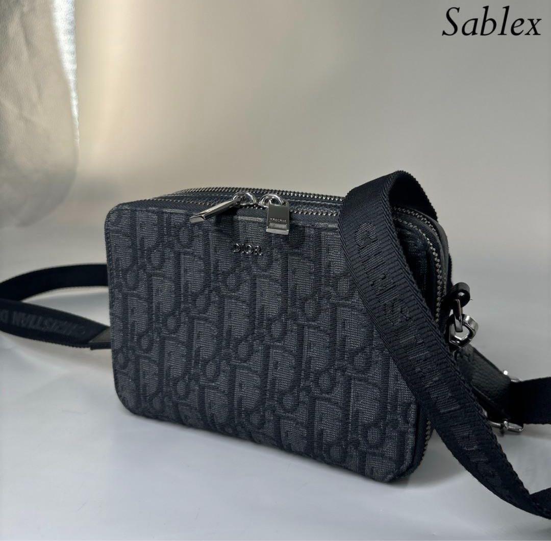 【超極美品】クリスチャンディオール オブリーク ジャガード ブラック レザー