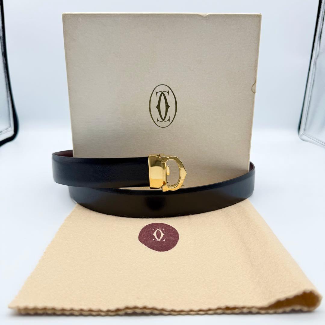 ✨良品✨カルティエ ベルトC金具 ゴールド金具 箱付 男女兼用 2色リバーシブル