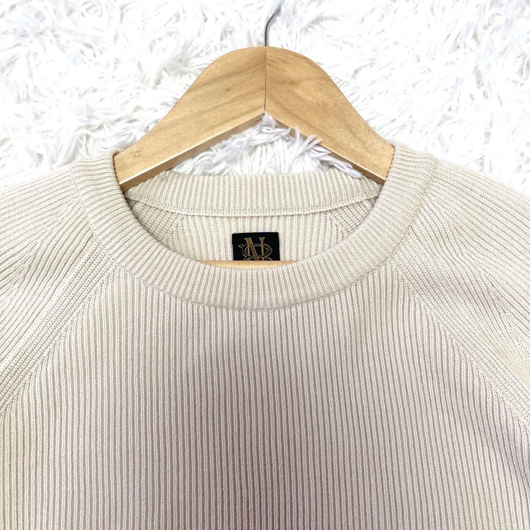 BATONER ラグランスリーブ　リブ　ニット　セーター　ベージュ ウール 1