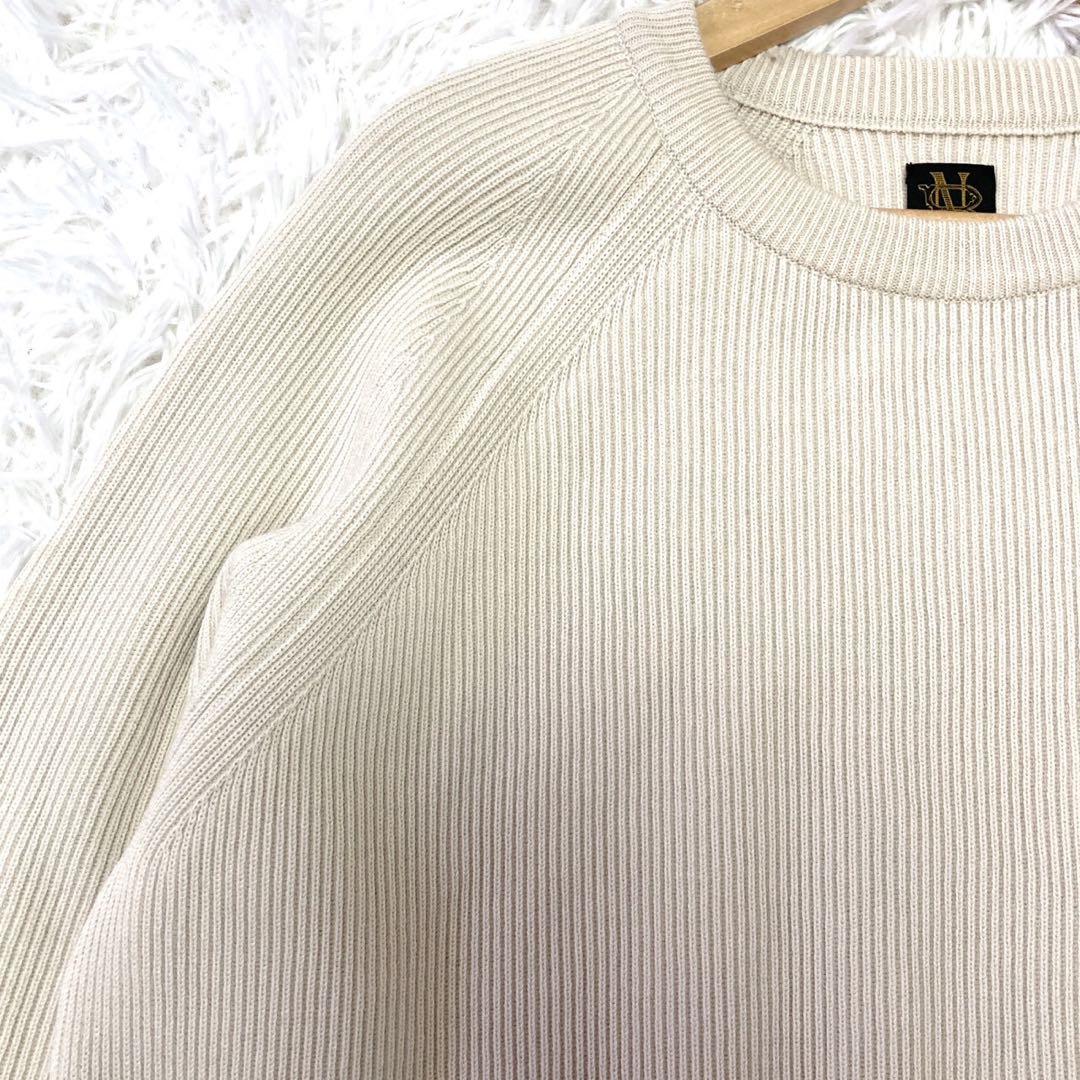 BATONER ラグランスリーブ　リブ　ニット　セーター　ベージュ ウール 1