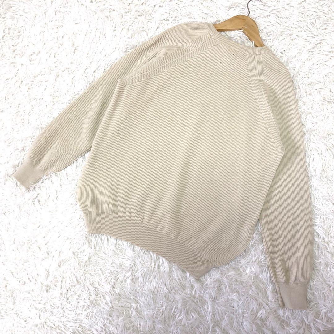 BATONER ラグランスリーブ　リブ　ニット　セーター　ベージュ ウール 1