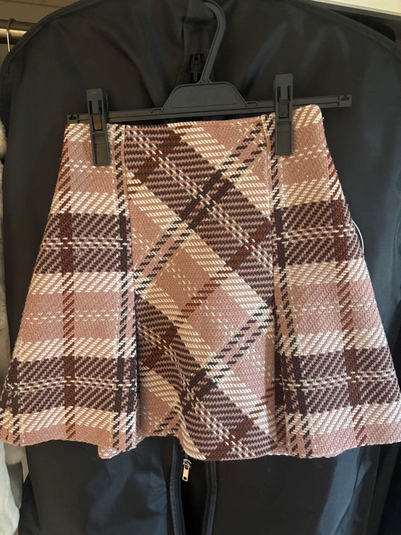 snidel ローピングチェックミニスカート ピンク