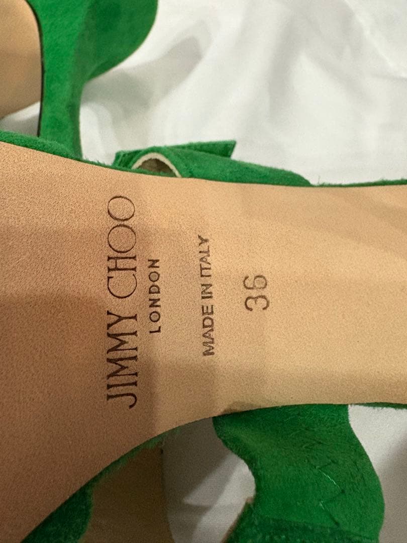 未使用JIMMY CHOOジミーチュウMARTA緑クリスタルミュールサンダル36