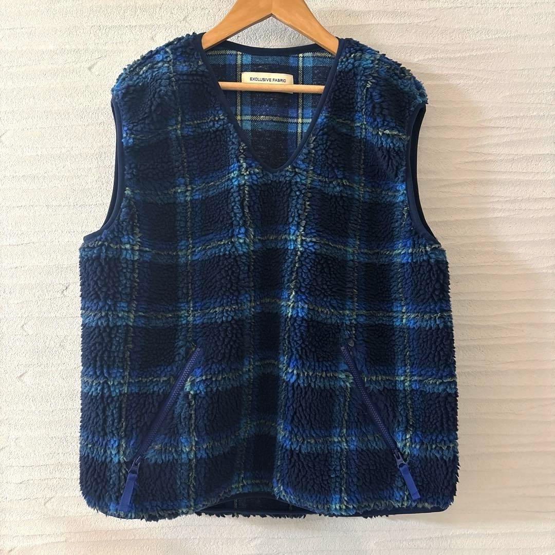 ビームスボーイ★ボーイジャカードボアプルオーバーベスト23FWブルーt2508