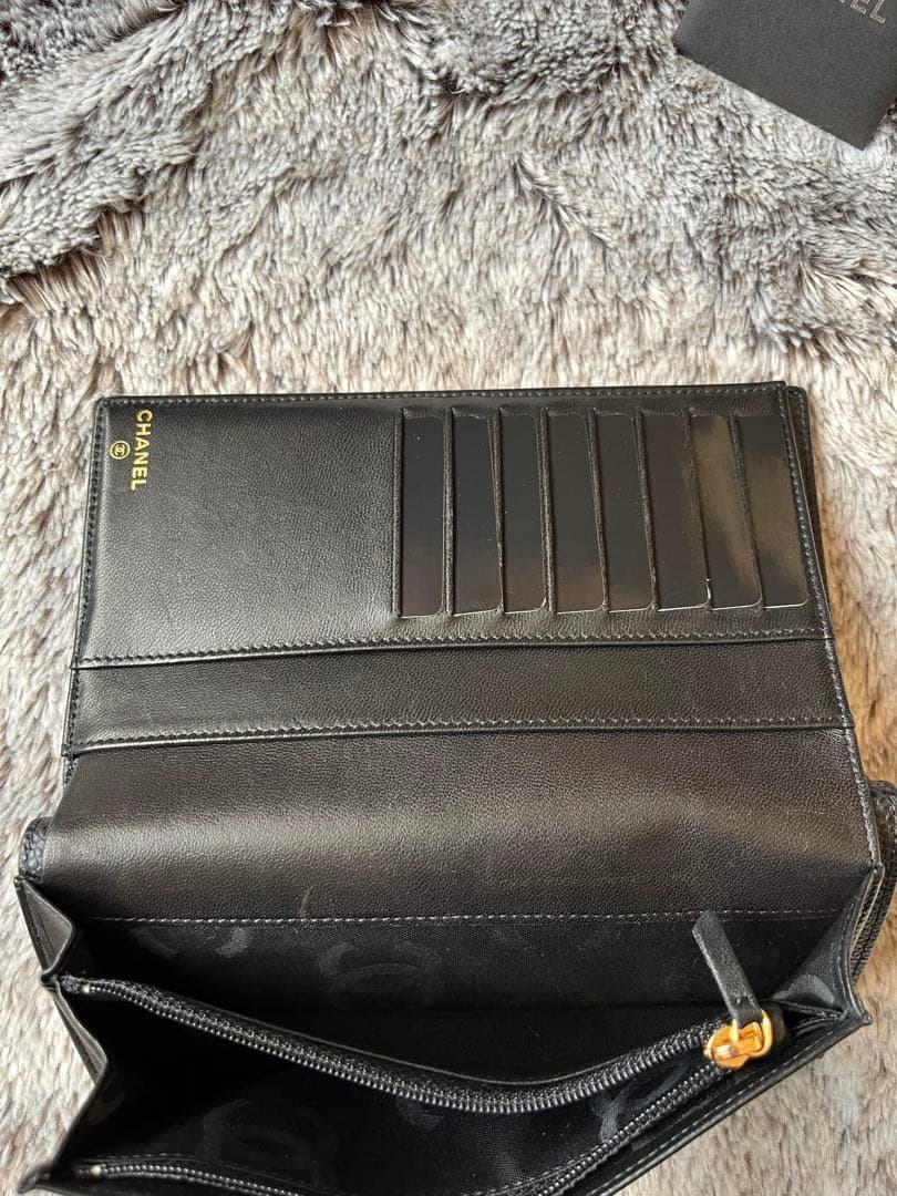 お値下げ/超美品　CHANEL キャビアスキン　長財布　ブラック