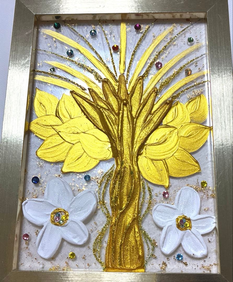 開運絵画　龍神様　商売繁盛　家庭円満 龍樹　金の成る木　天然石アメジスト　金運