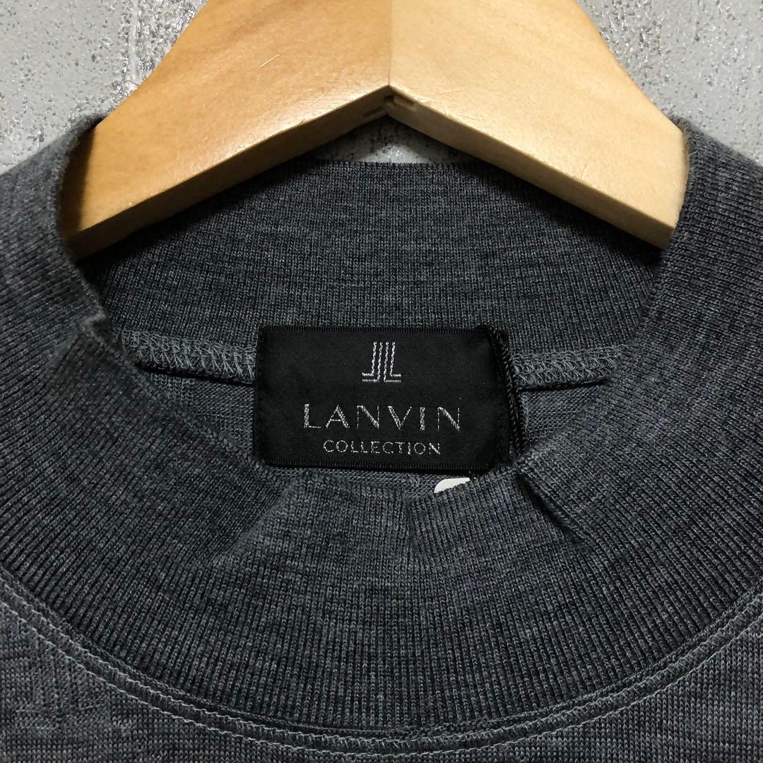 【LANVIN COLLECTION】モックネックニット　杢グレー 52(XL)