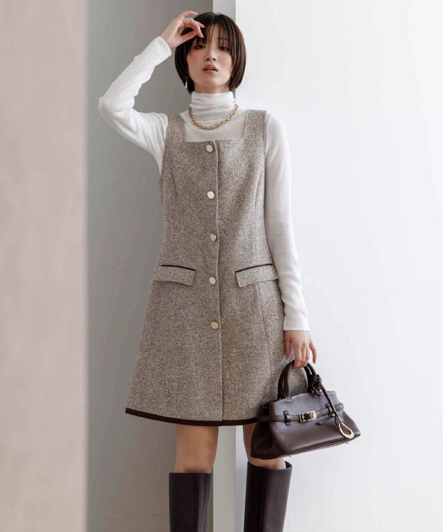 スクエアネックミニジャンスカ ワンピース アプワイザー・リッシェ