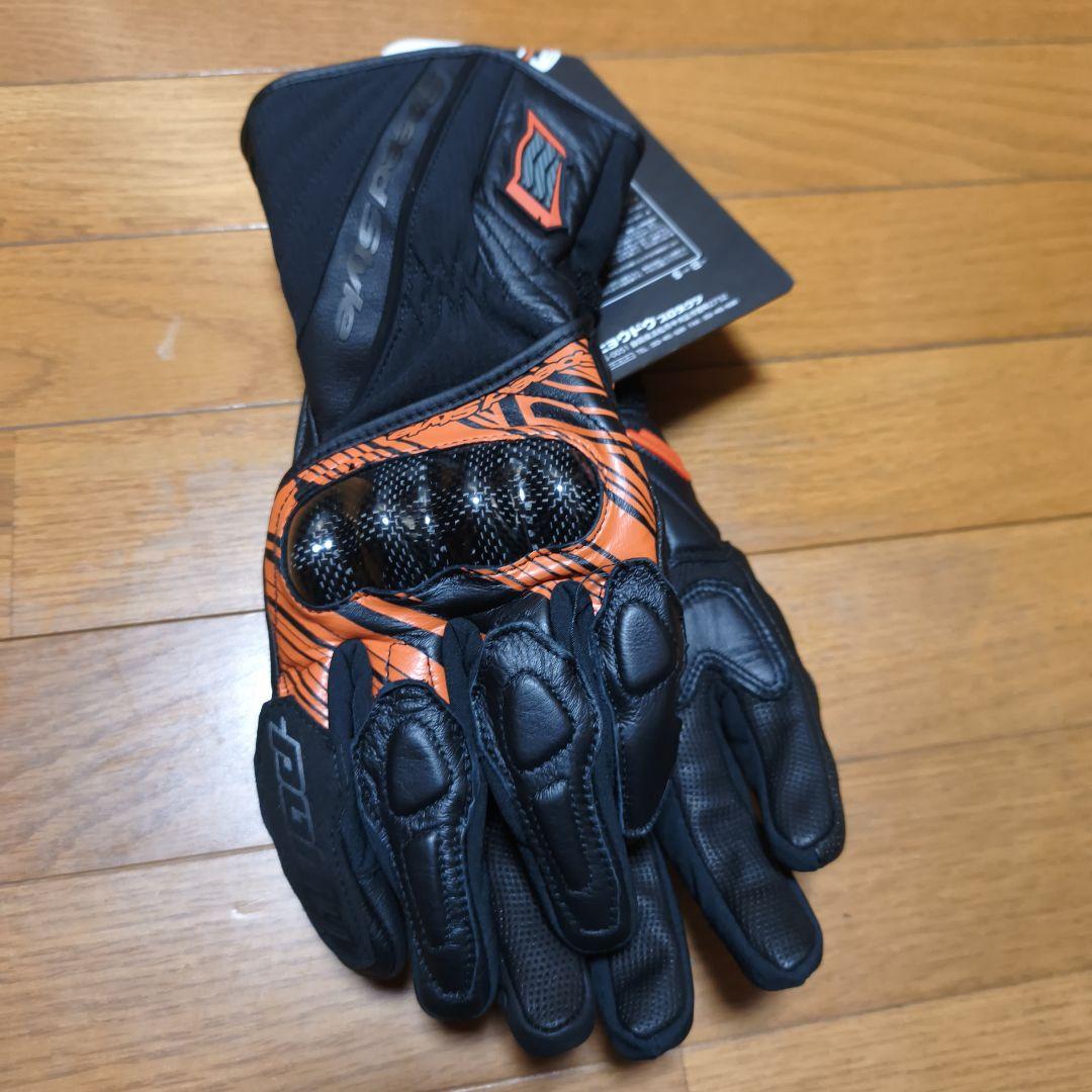 HYOD　ヒョウドウバイク用プロテクター付きグローブ 黒/オレンジ Mサイズ