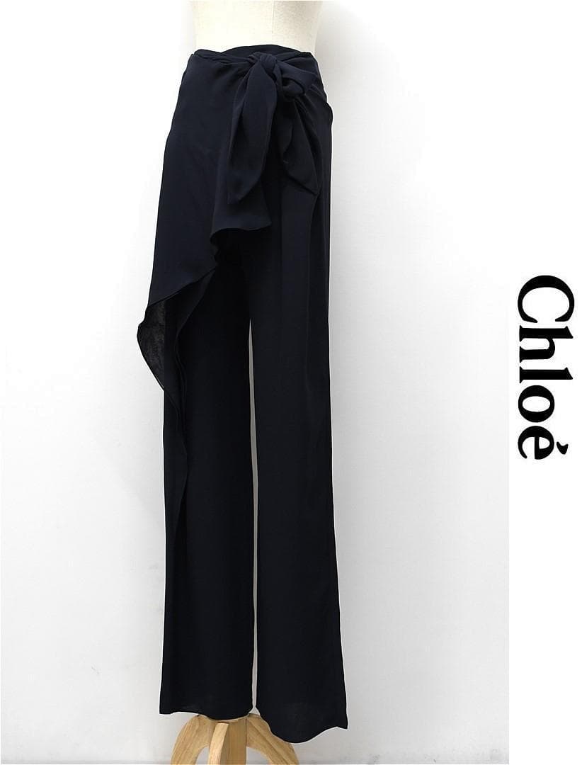 HGBT223/未使用 Chloe ストレートレッグパンツ ラッフル付き シルク