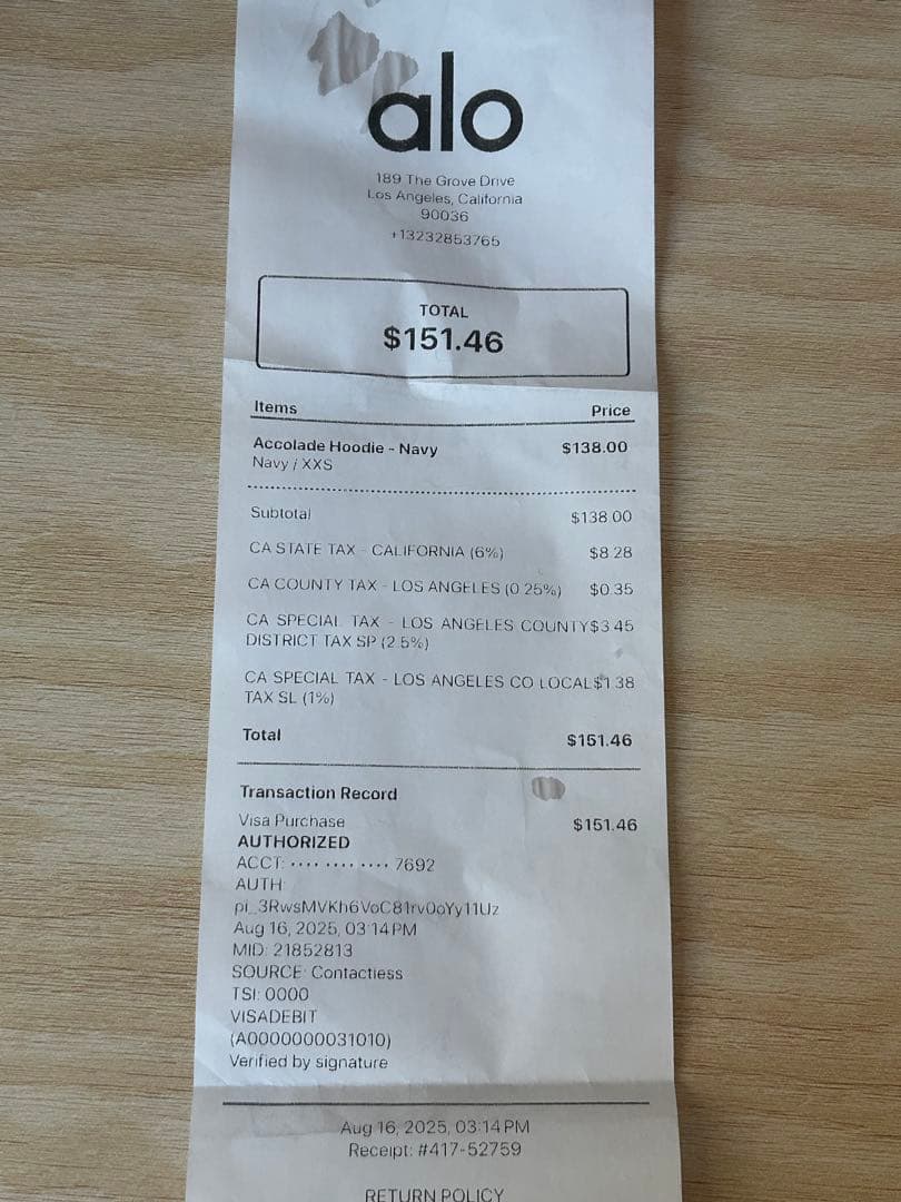 ALO yoga パーカーAccolade Hoodie XXS　レディース