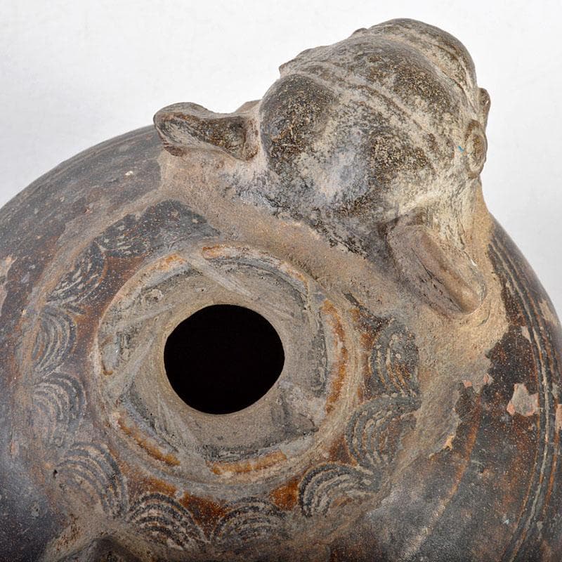 Yuri　タイ古陶磁　スンコロク　宋胡録　黒釉　象飾壷　V　R4578