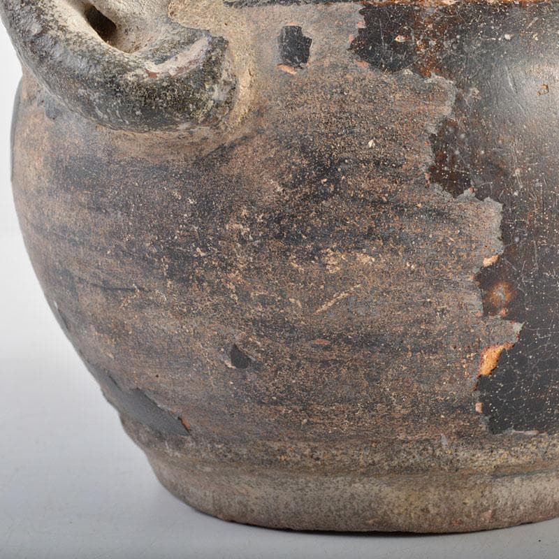 Yuri　タイ古陶磁　スンコロク　宋胡録　黒釉　象飾壷　V　R4578