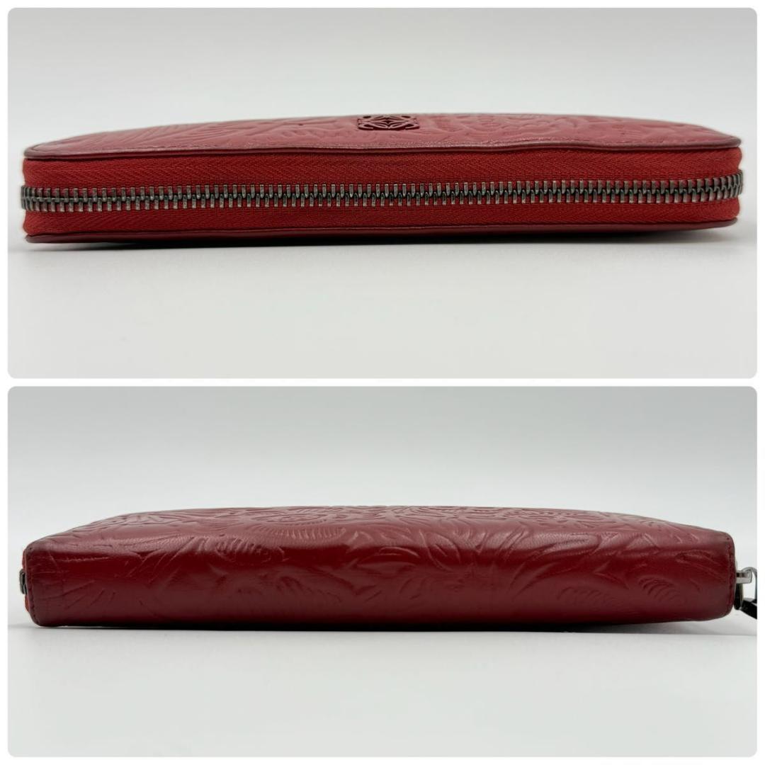 希少　ロエベ　アナグラム　レザー　花柄　ボタニカル　エンボス　ロングウォレット