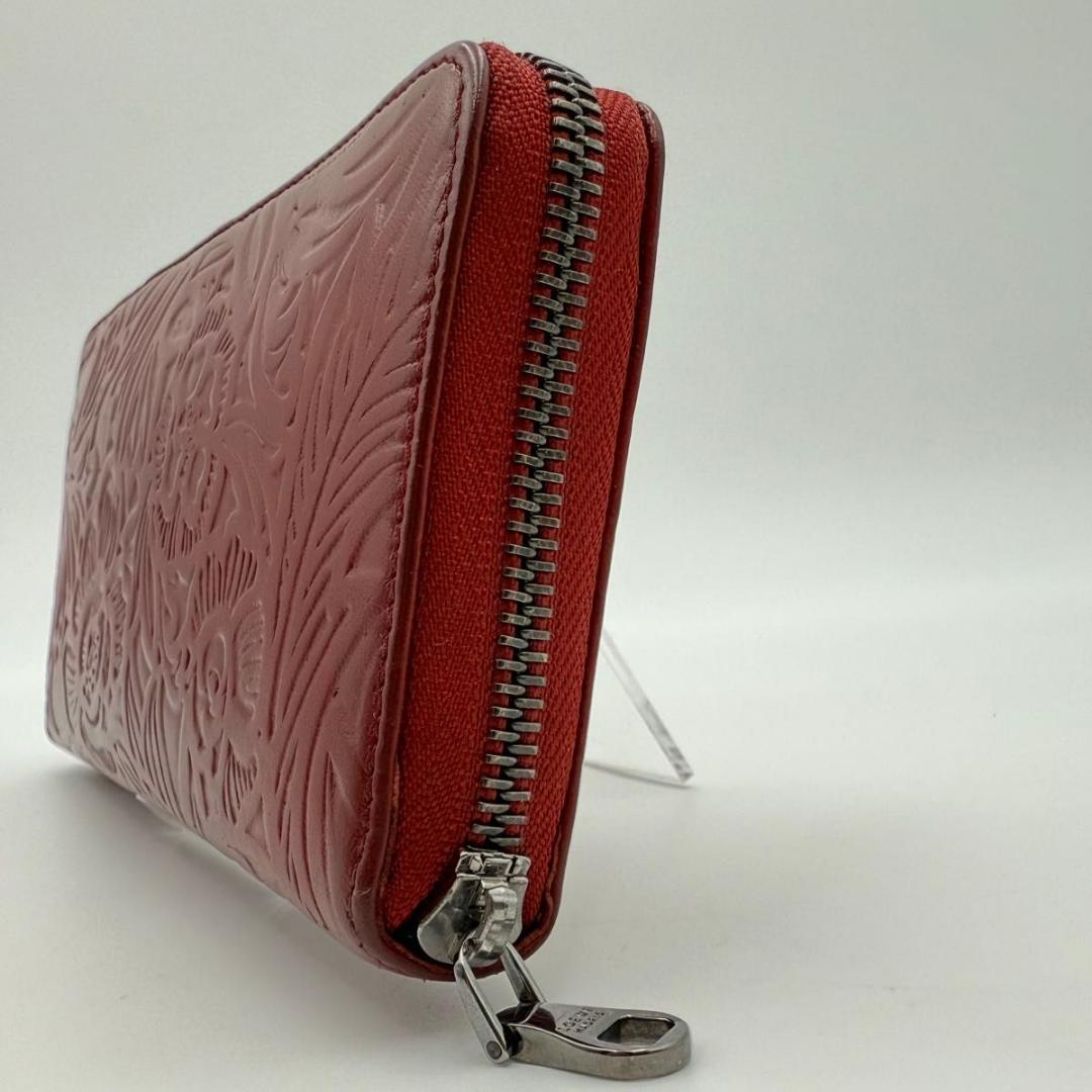 希少　ロエベ　アナグラム　レザー　花柄　ボタニカル　エンボス　ロングウォレット