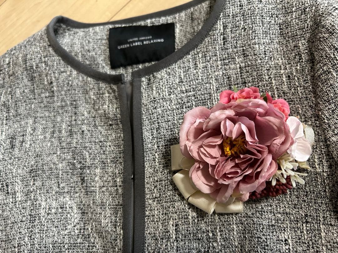 新品未使用【UNITED ARROWS】ツイード ノーカラー スーツ 入学式