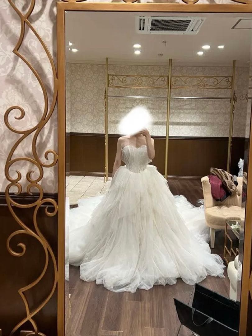 【美品】ウェディングドレス　白　前撮り　トレーン