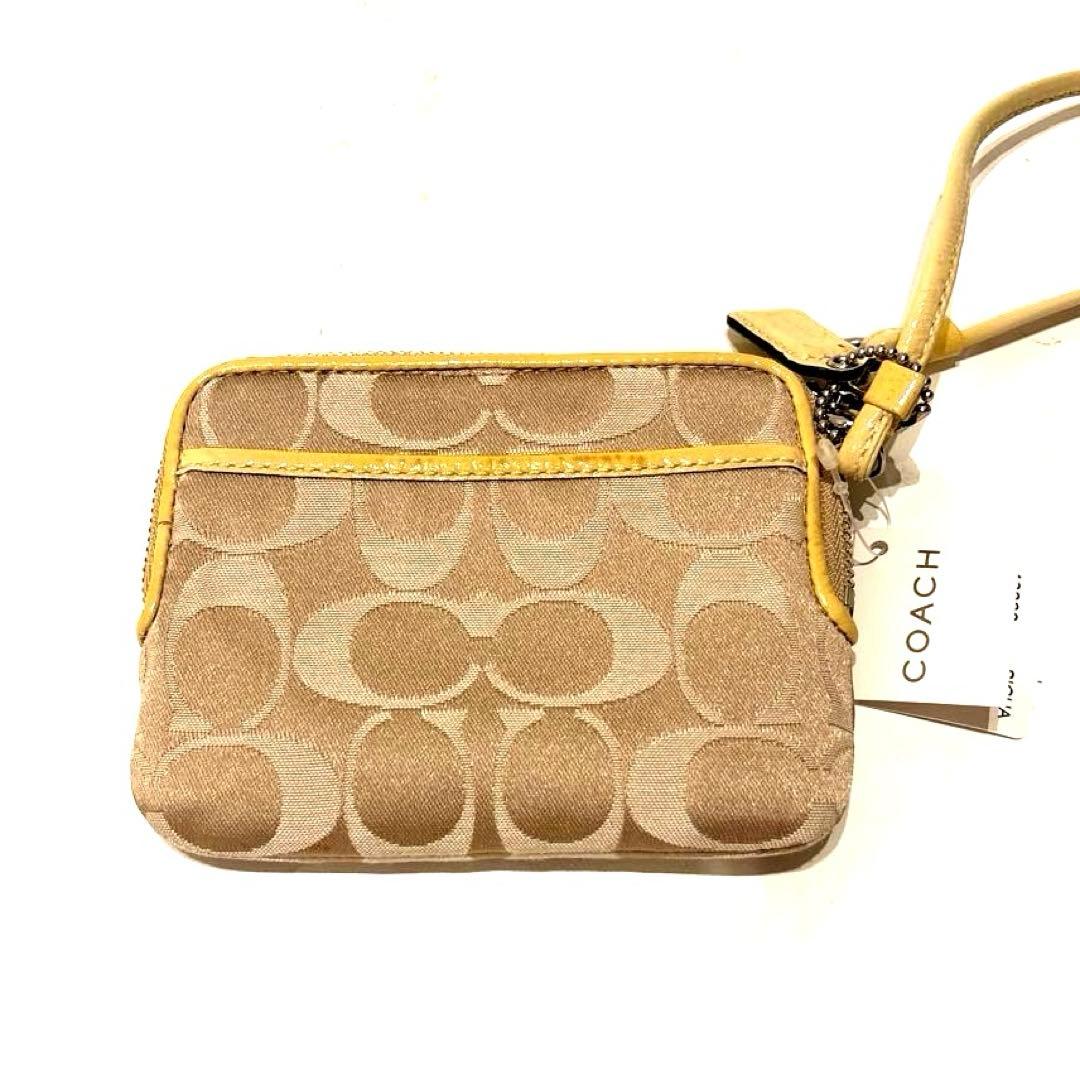 【新品】COACH コーチ シグネチャー柄キャンバス ポピー リストレットポーチ