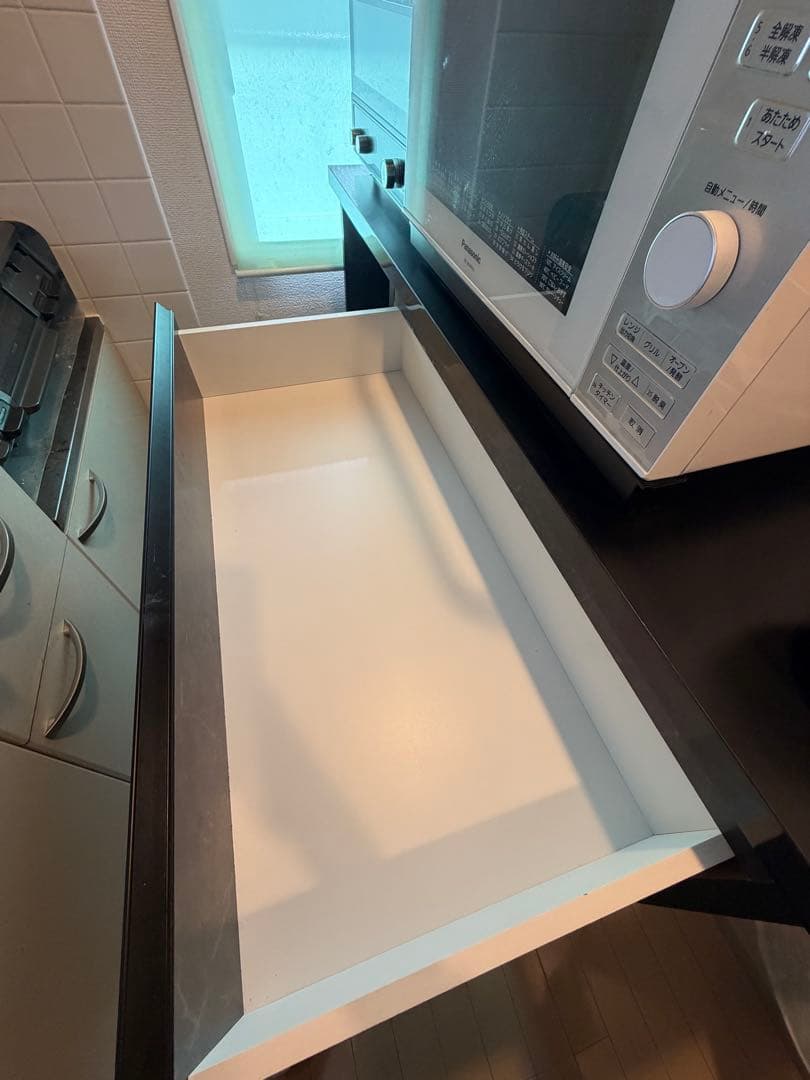 キッチンカウンター ストーンブラック 幅120cm 完成品 家電収納 モダン