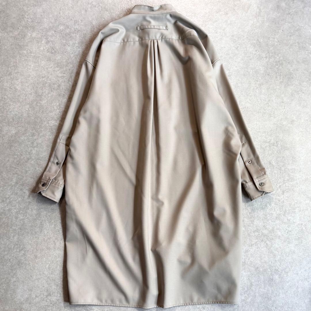 美品 ティッカ ウォッシャブルウールシャツワンピース 近年モデル スタンドカラー