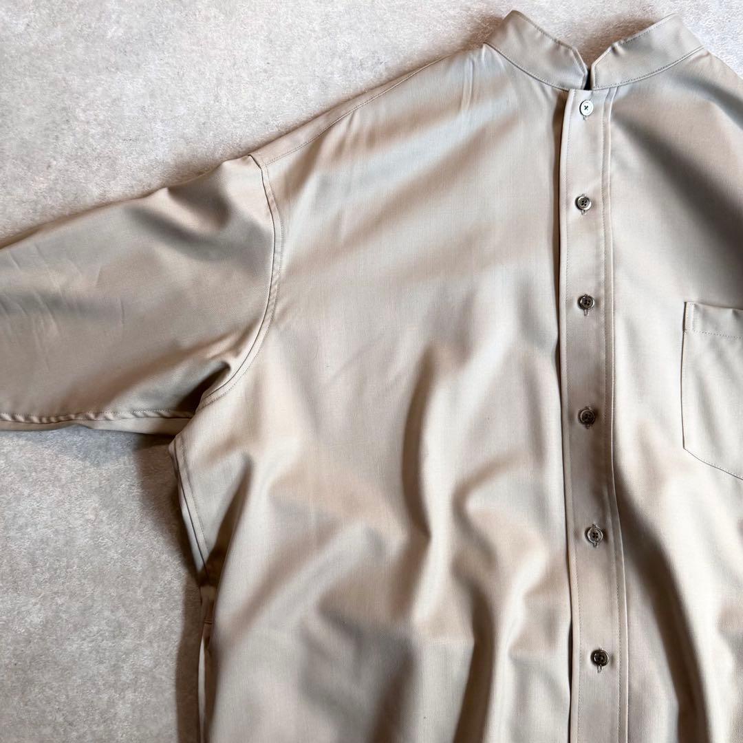 美品 ティッカ ウォッシャブルウールシャツワンピース 近年モデル スタンドカラー