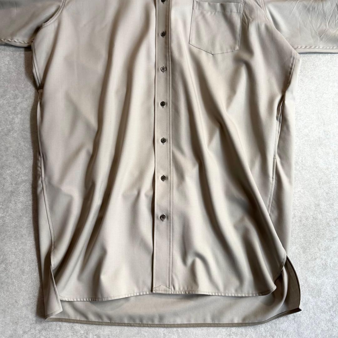 美品 ティッカ ウォッシャブルウールシャツワンピース 近年モデル スタンドカラー