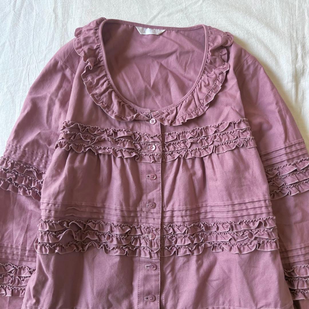 【高級】PINK HOUSE チュニック トップス フリル パープル デザイン◎