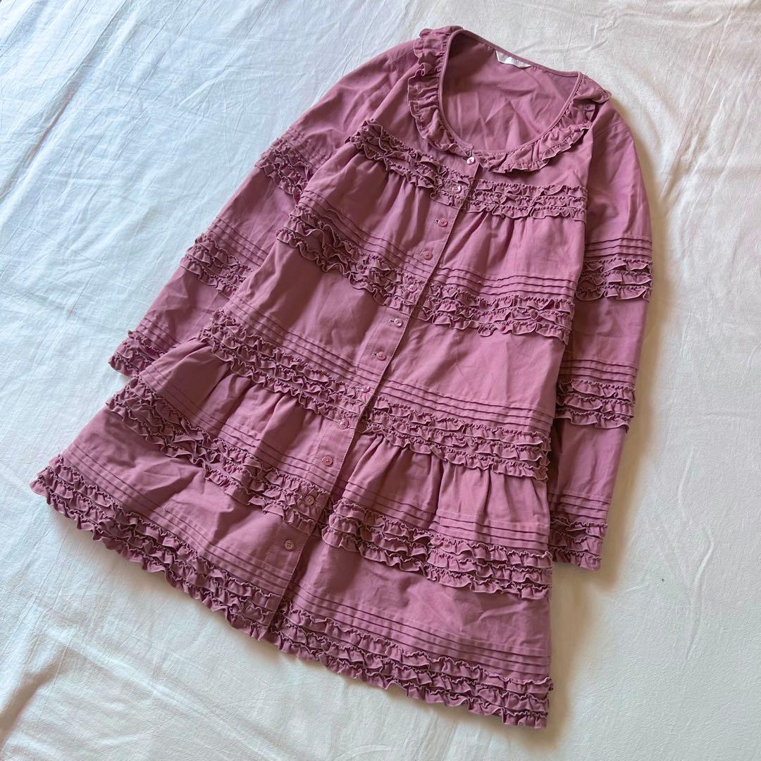 【高級】PINK HOUSE チュニック トップス フリル パープル デザイン◎