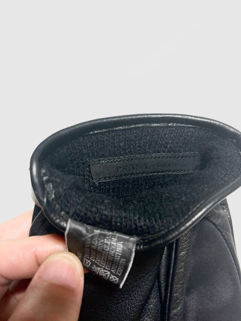 プラダ レザーナイロングローブ ブラック サイズ7.5