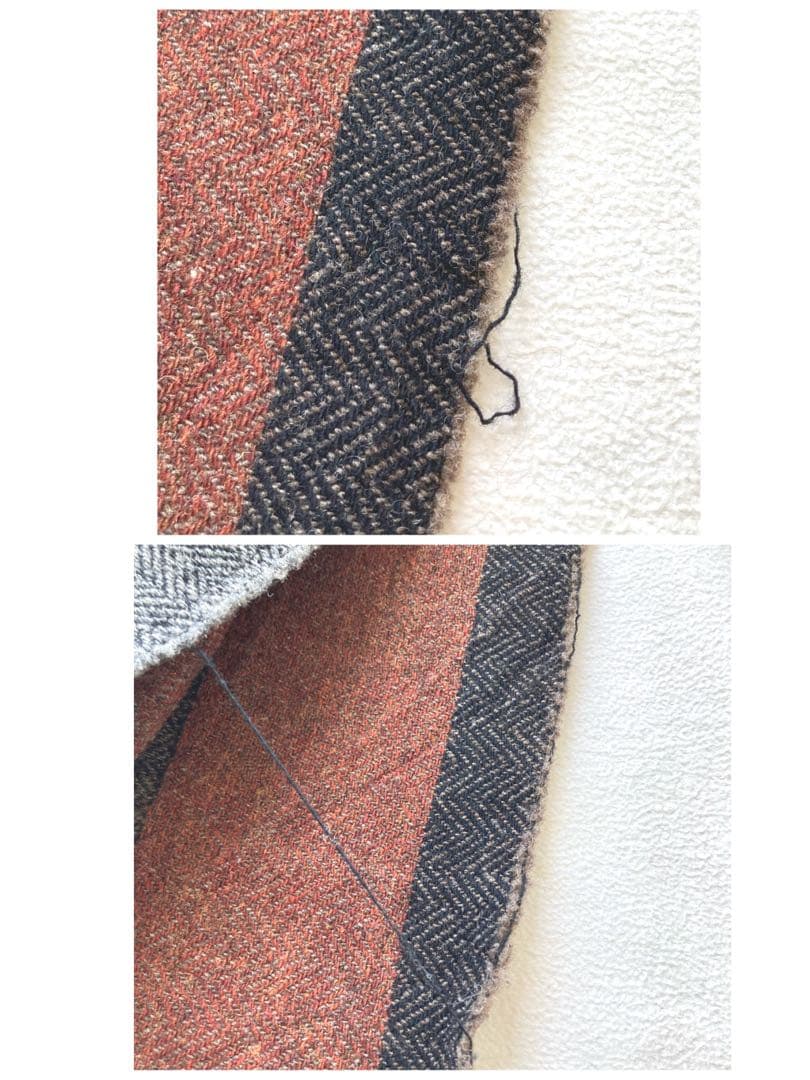 コムデギャルソンオムドゥ　切りっぱなし加工　ツイード切替　大判ストール　美品