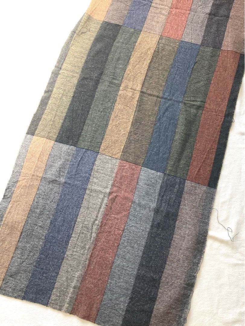 コムデギャルソンオムドゥ　切りっぱなし加工　ツイード切替　大判ストール　美品