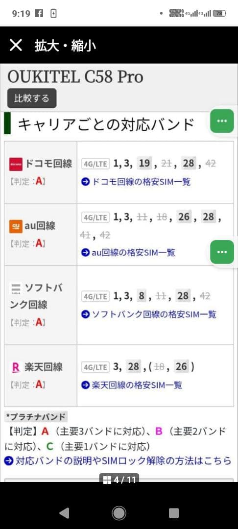 oukitelc58pro LINEMO対応 ？SIMフリー256gb