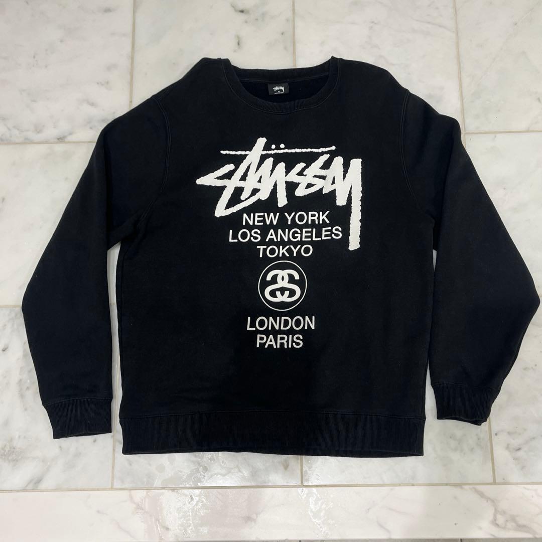 橋*絢様 Stüssy ワールドツアー ロゴ クルーネックスウェット ブラック