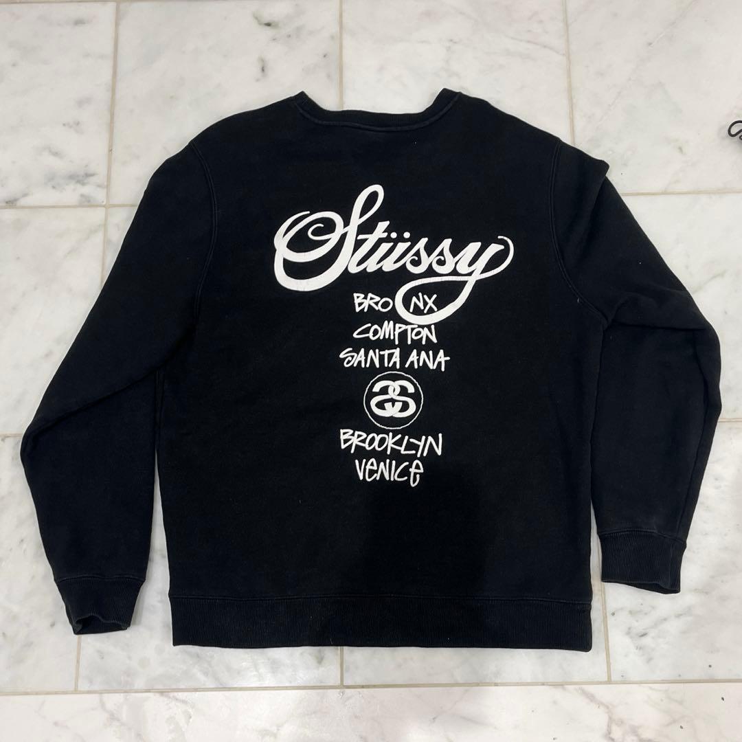 橋*絢様 Stüssy ワールドツアー ロゴ クルーネックスウェット ブラック