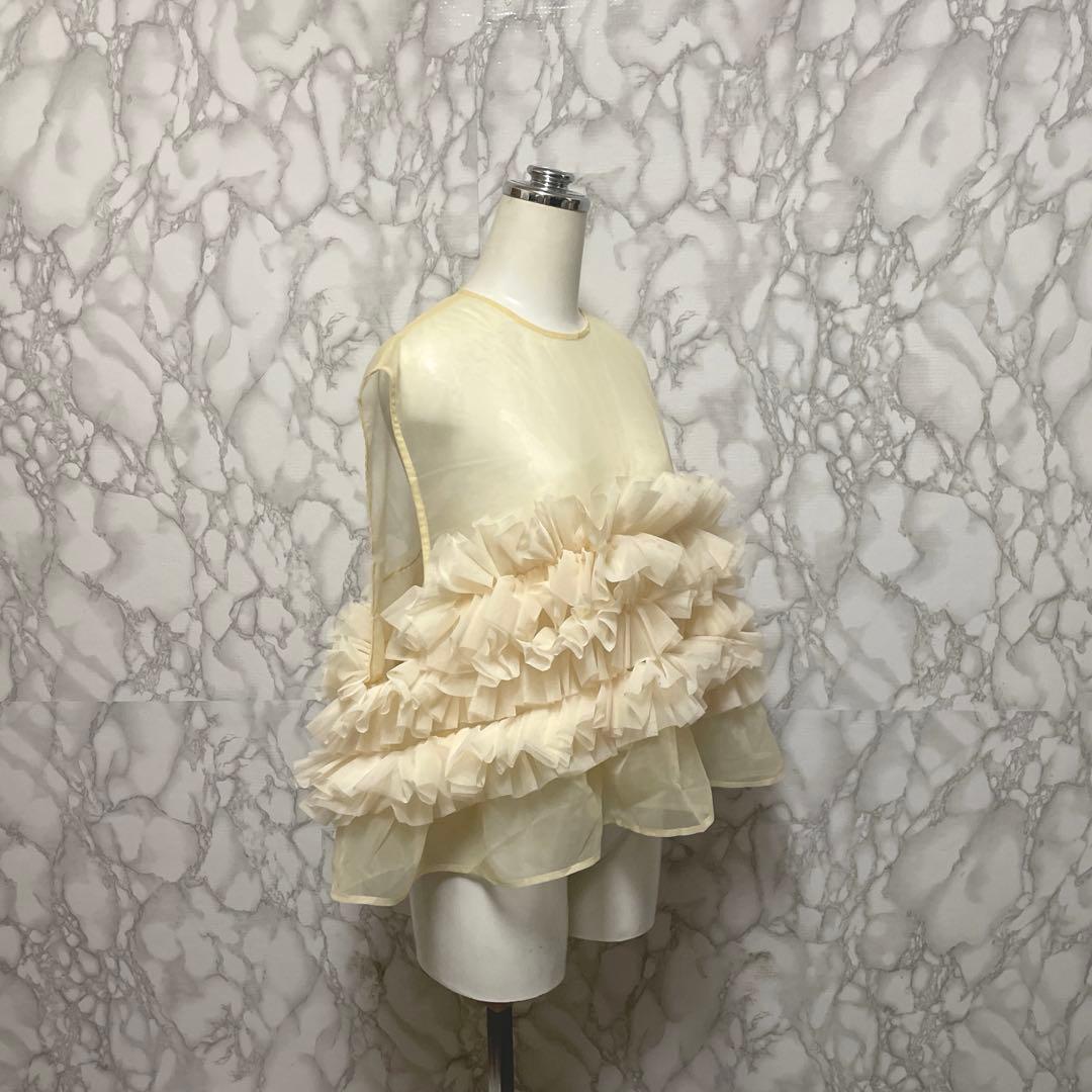 美品　HeRIN.CYE シフォン　メニーギャザーアタッチメントベスト　フリル